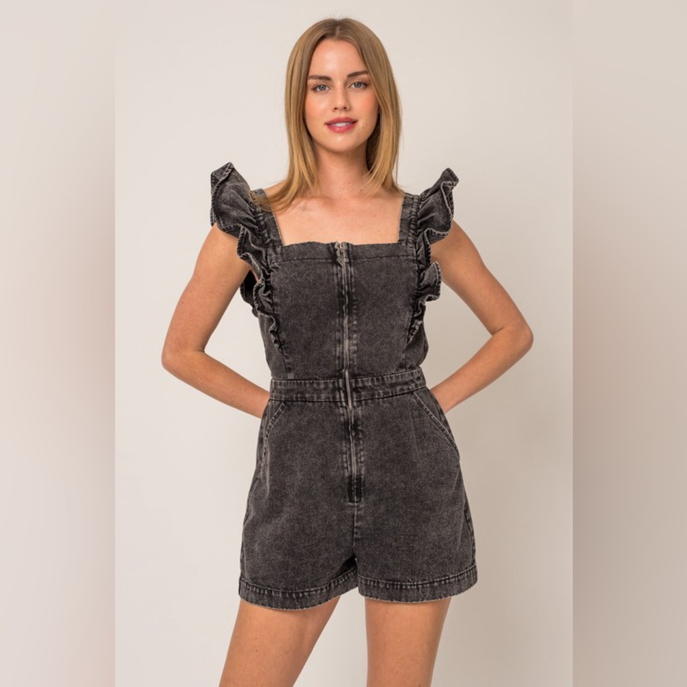NWT Washed Denim Romper